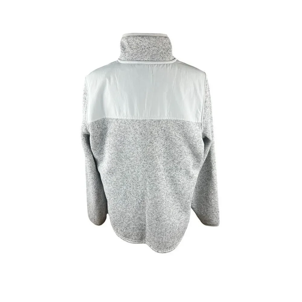 L.L.Bean Sweater Fleece Full-Zip Overlay Jacket Women's large Heather Gray Logo - Picture 3 of 6
